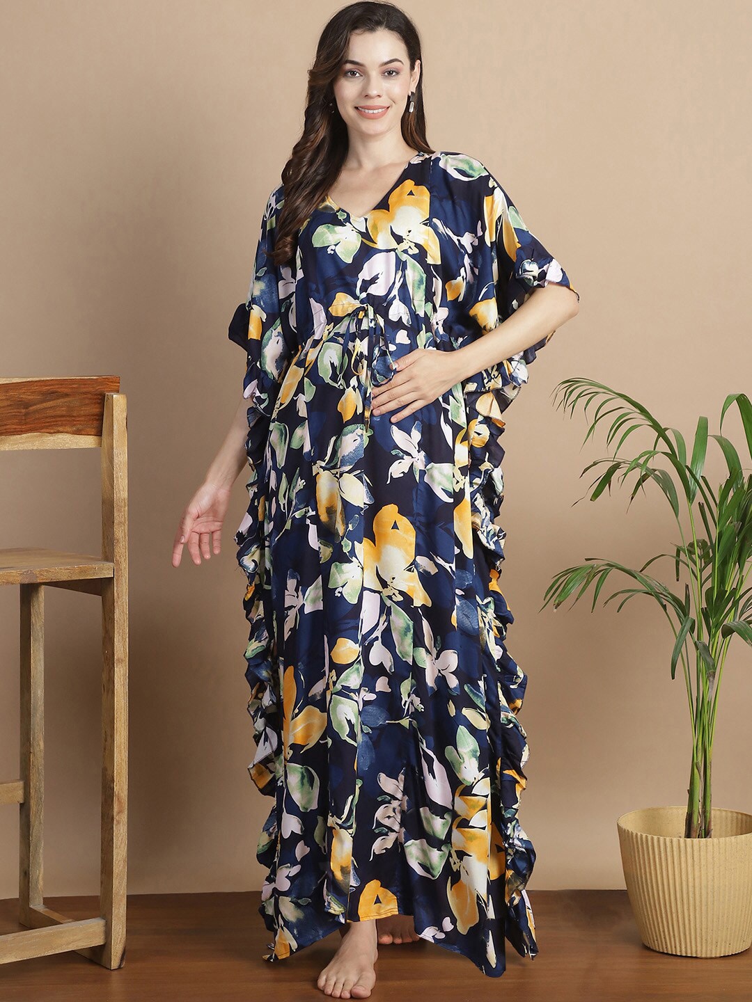 Secret Wish Floral Printed V-Neck Maxi Maternity Kaftan Nightdress, Navy blue
Secret Wish Floral Printed V-Neck Maxi Maternity Kaftan Nightdress, Navy blue