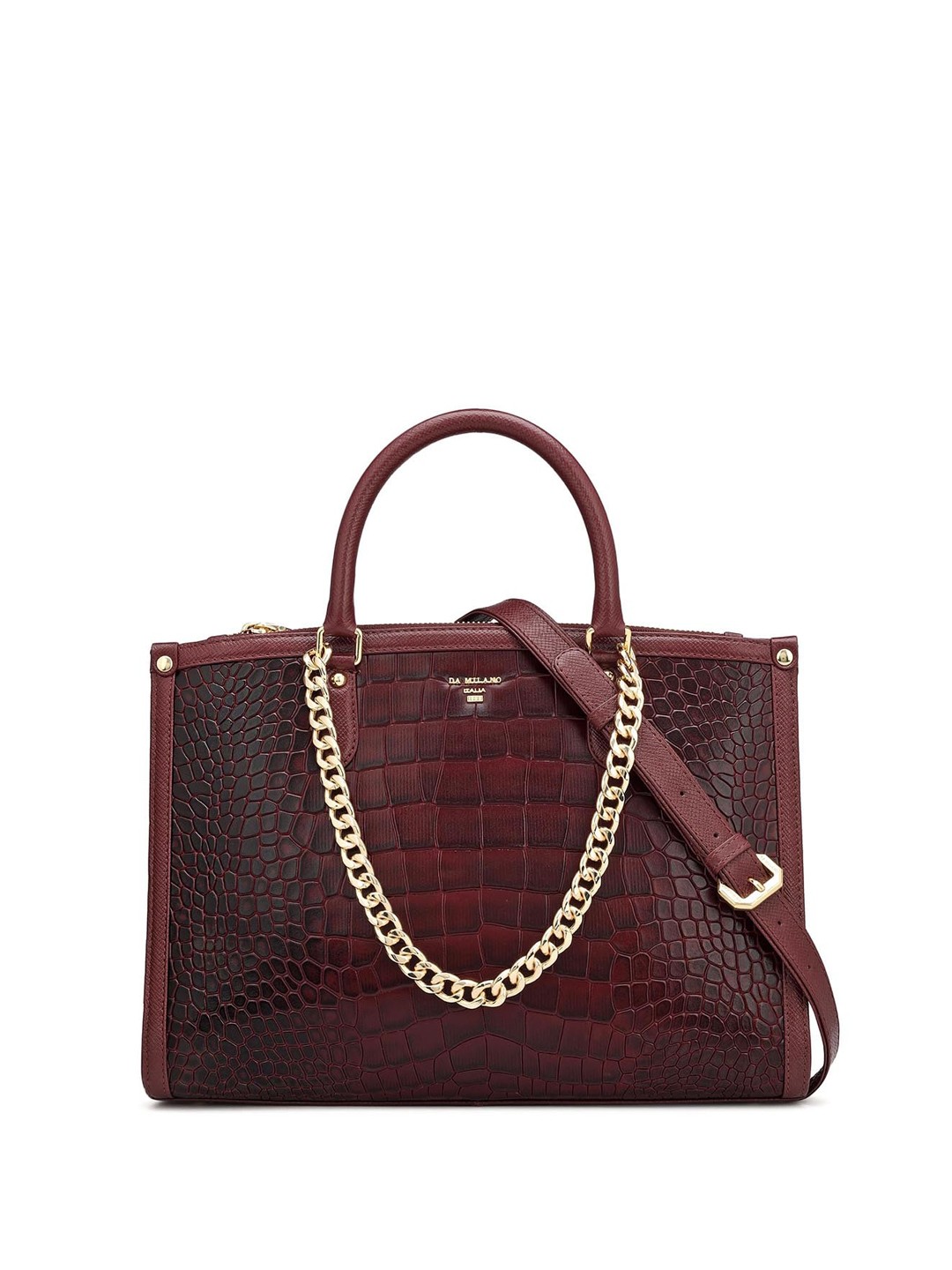 Da Milano Animal Textured Leather Oversized Structured Handheld Bag with Quilted, Burgundy
Da Milano Animal Textured Leather Oversized Structured Handheld Bag with Quilted, Burgundy