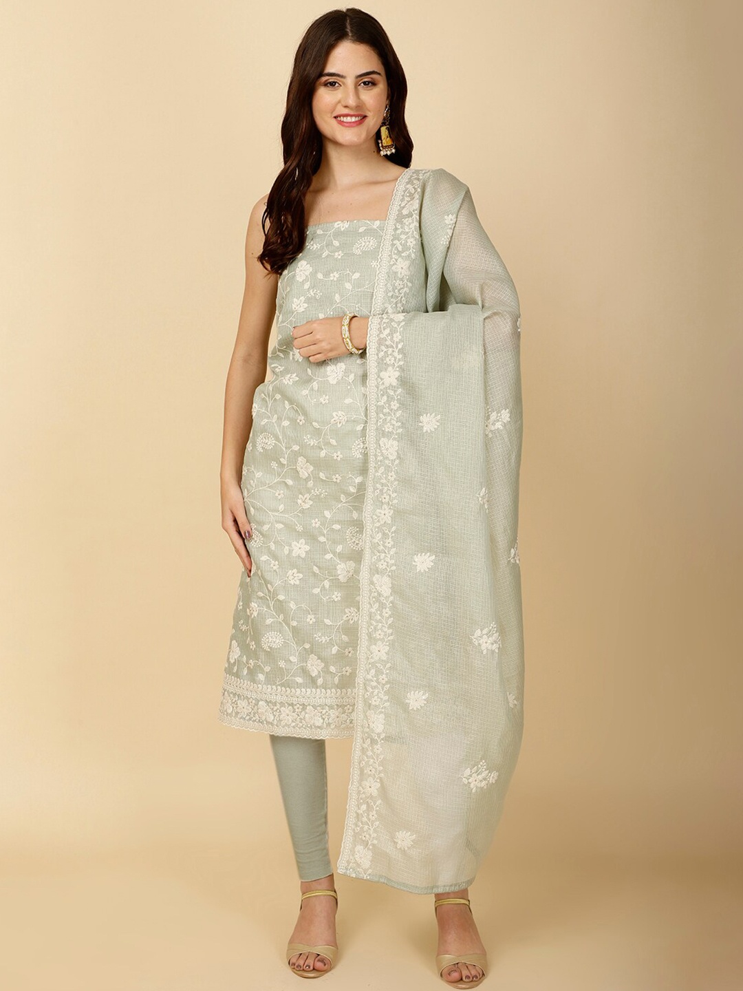 Meena Bazaar Floral Embroidered Thread Work Unstitched Dress Material, Green
Meena Bazaar Floral Embroidered Thread Work Unstitched Dress Material, Green