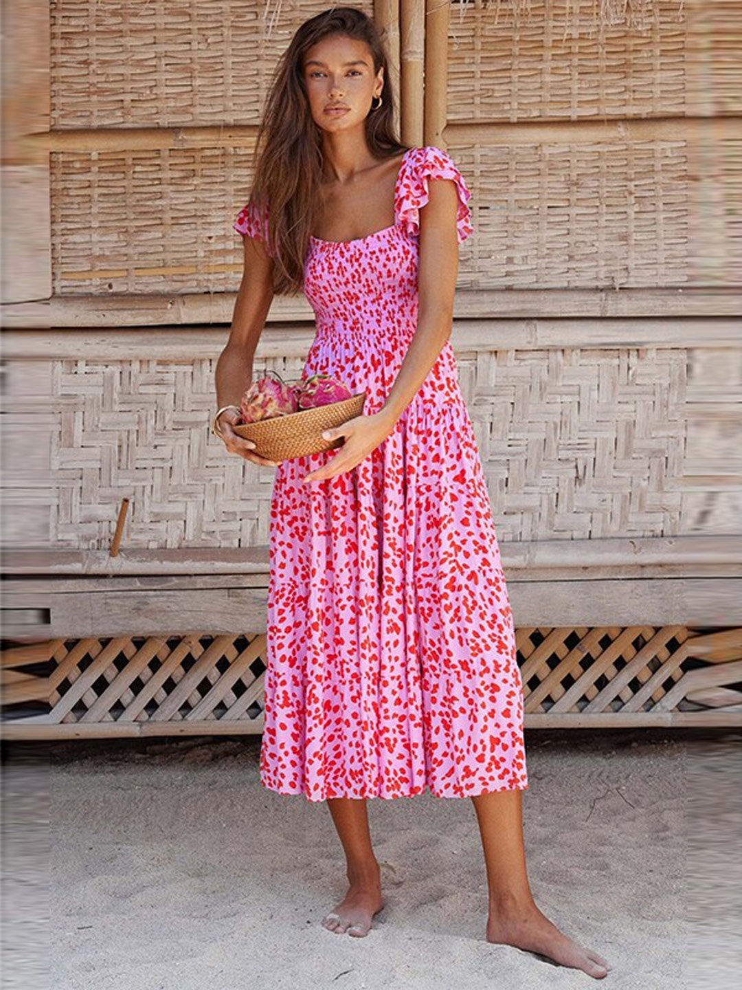 StyleCast x Revolte Women Square Neck Flutter Sleeves Floral Print Layered Maxi Midi Dress, Pink
StyleCast x Revolte Women Square Neck Flutter Sleeves Floral Print Layered Maxi Midi Dress, Pink