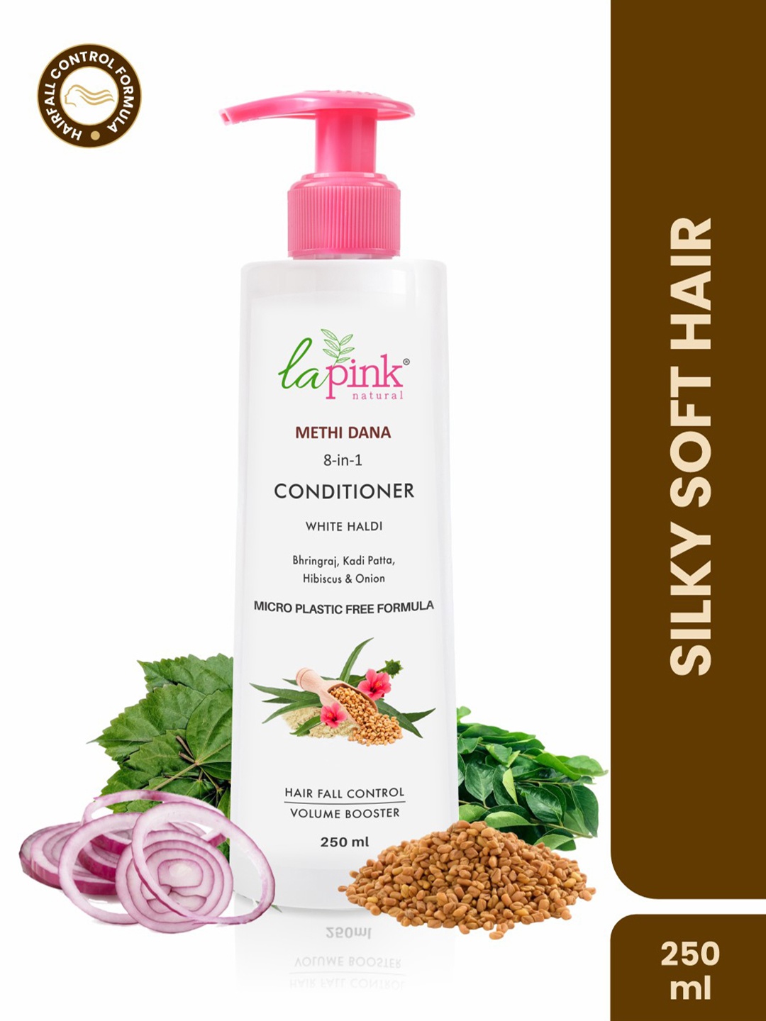 La Pink Methi Dana 8-in-1 Hair Fall Control Conditioner for Hair Breakage - 250ml, White
La Pink Methi Dana 8-in-1 Hair Fall Control Conditioner for Hair Breakage - 250ml, White