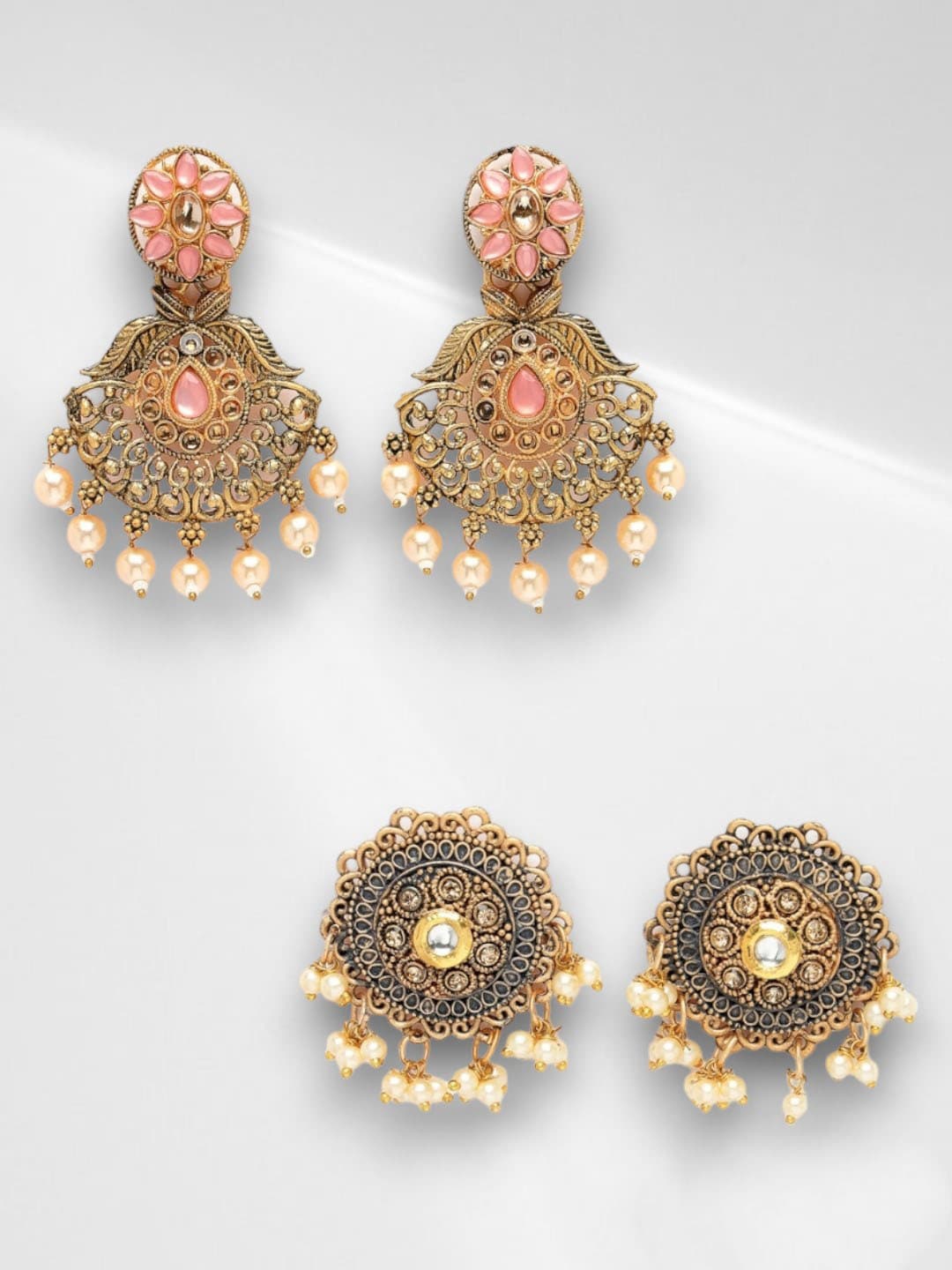ADIVA Set Of 2 Gold-Plated Stone-Studded & Beaded Brass Classic Antique Drop Earrings
ADIVA Set Of 2 Gold-Plated Stone-Studded & Beaded Brass Classic Antique Drop Earrings