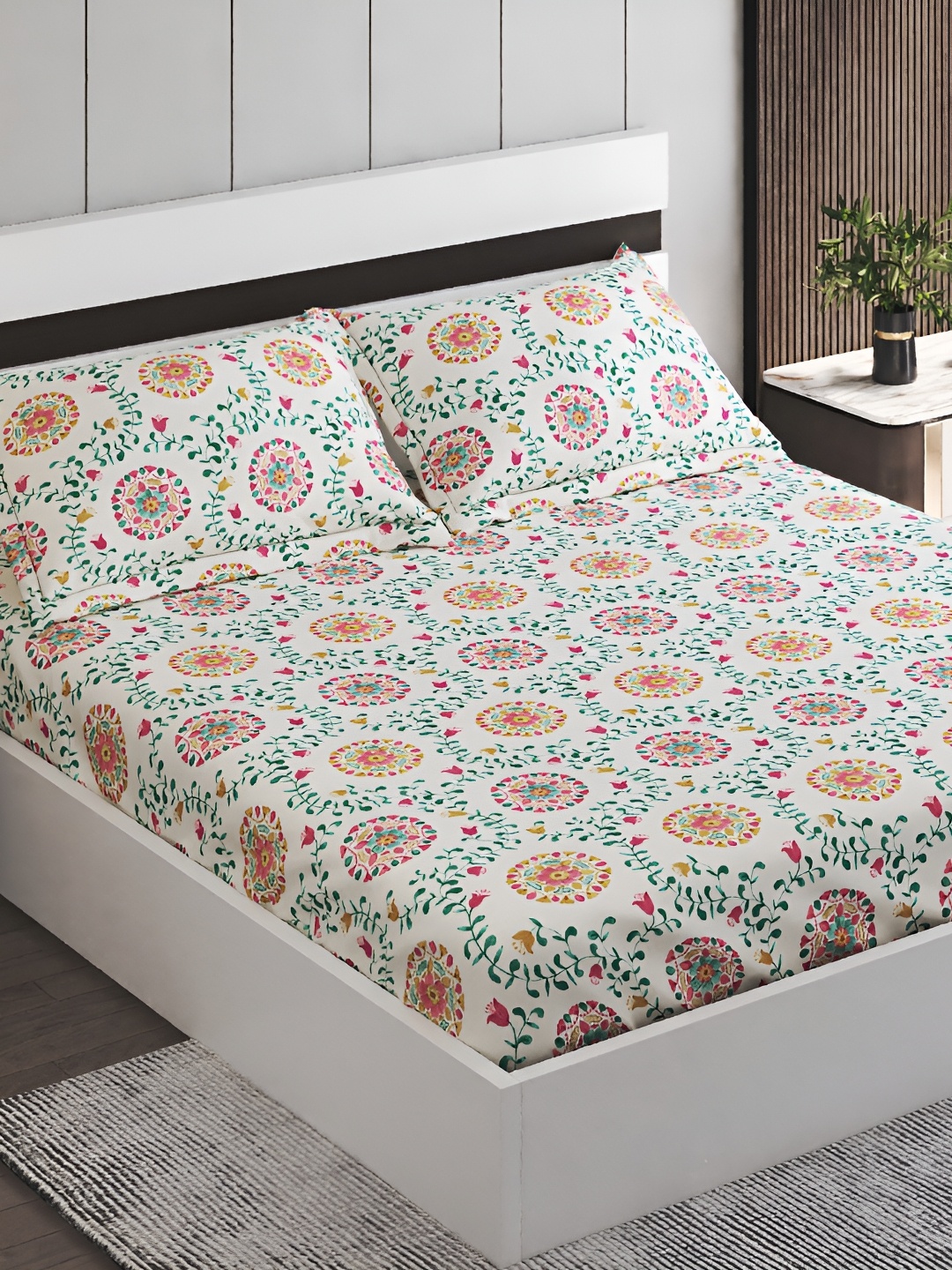 Home Centre Off White & Red Floral Cotton 144 TC King Bedsheet with 2 Pillow Covers
Home Centre Off White & Red Floral Cotton 144 TC King Bedsheet with 2 Pillow Covers