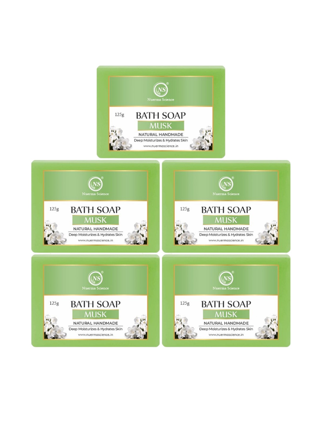 Nuerma Science Set Of 5 100% Natural Herbal Musk Bath Soap - 125 gm Each, Green
Nuerma Science Set Of 5 100% Natural Herbal Musk Bath Soap - 125 gm Each, Green
