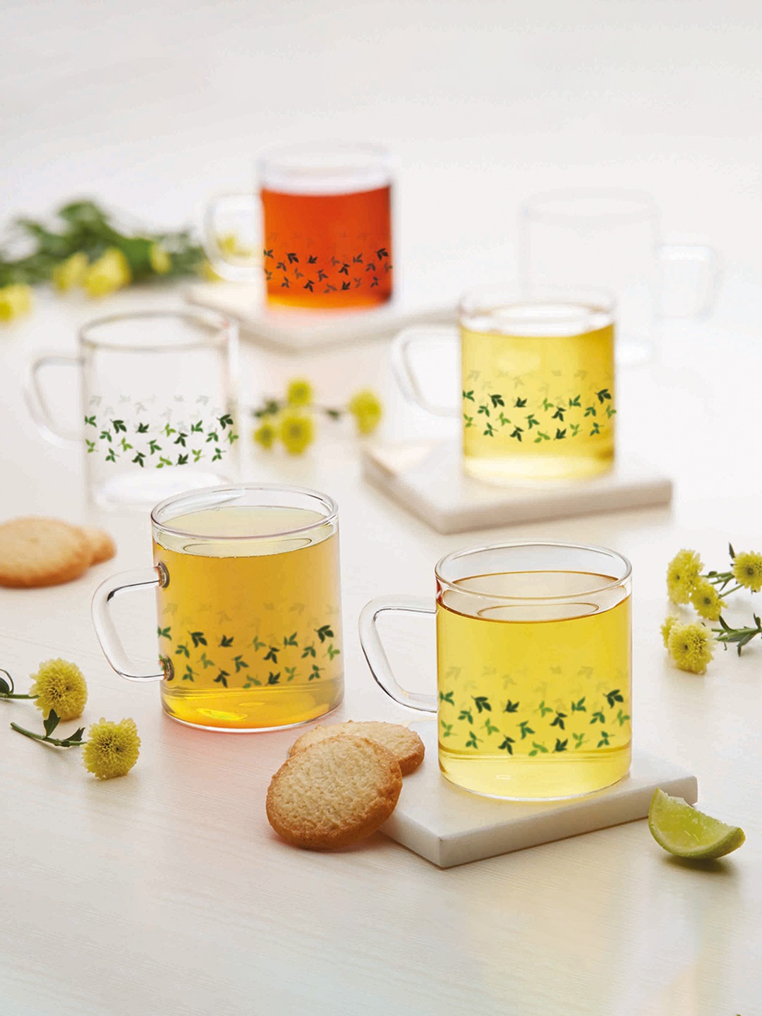 BOROSIL Transparent & Green 6 Pieces Floral Printed Borosilicate Glass Mugs 190 ml Each
BOROSIL Transparent & Green 6 Pieces Floral Printed Borosilicate Glass Mugs 190 ml Each