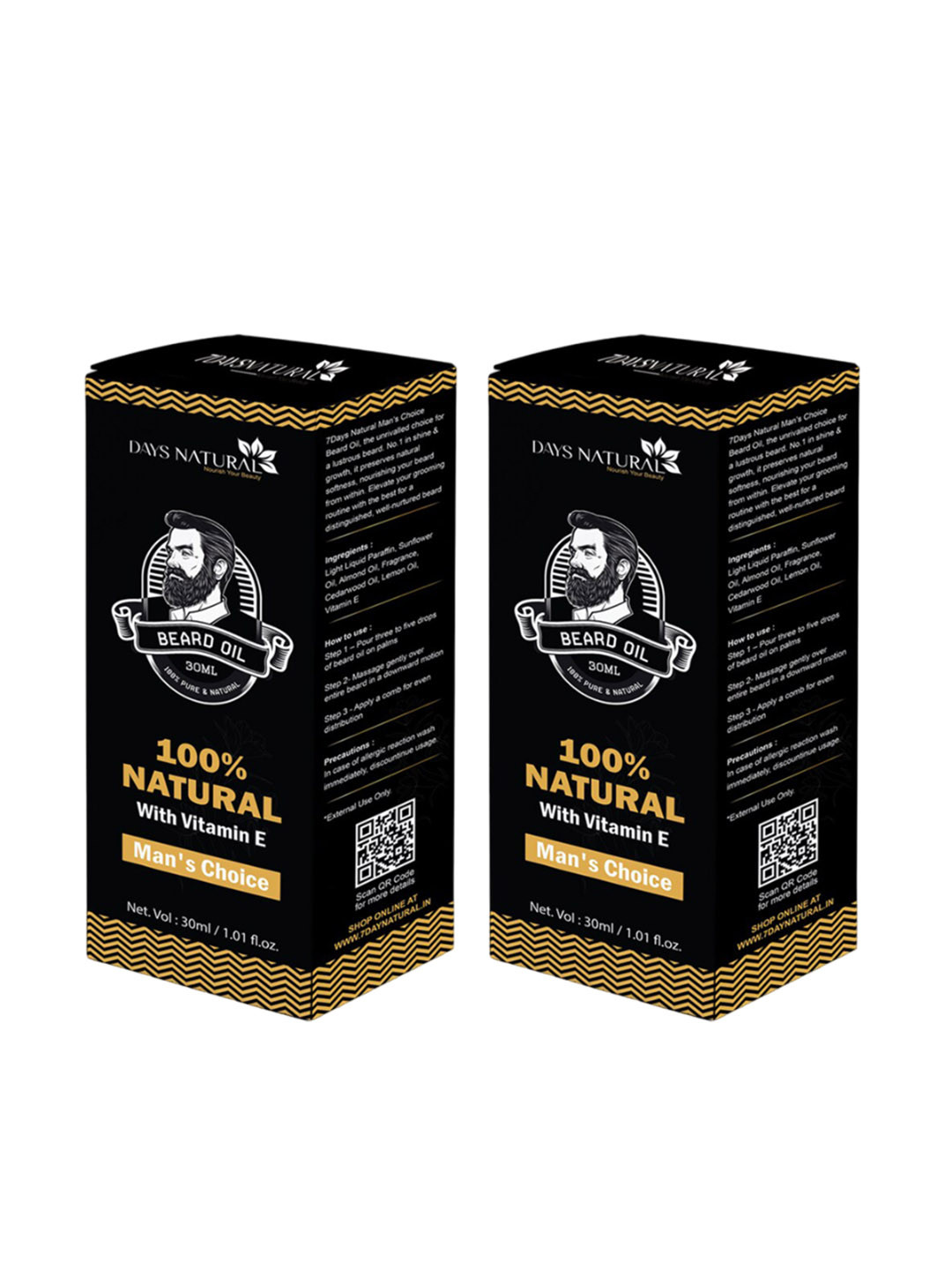 7 DAYS Set Of 2 Daily Repair Hemp Beard Oil - 30 ml Each, Black
7 DAYS Set Of 2 Daily Repair Hemp Beard Oil - 30 ml Each, Black