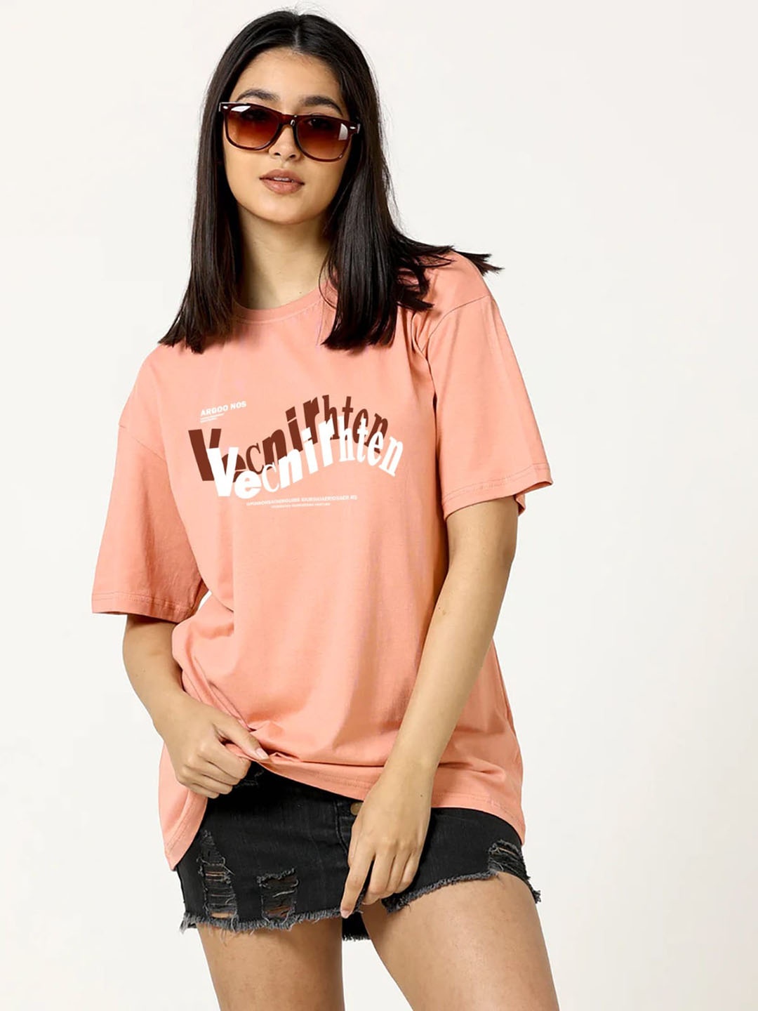 MISCHIEF MONKEY Women Typography V-Neck Drop-Shoulder Sleeves Pockets T-shirt, Peach
MISCHIEF MONKEY Women Typography V-Neck Drop-Shoulder Sleeves Pockets T-shirt, Peach