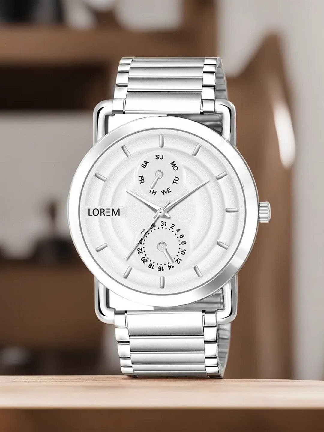 LOREM Men Patterned Dial & Stainless Steel Bracelet Style Straps Analogue Watch LR121-A, White
LOREM Men Patterned Dial & Stainless Steel Bracelet Style Straps Analogue Watch LR121-A, White