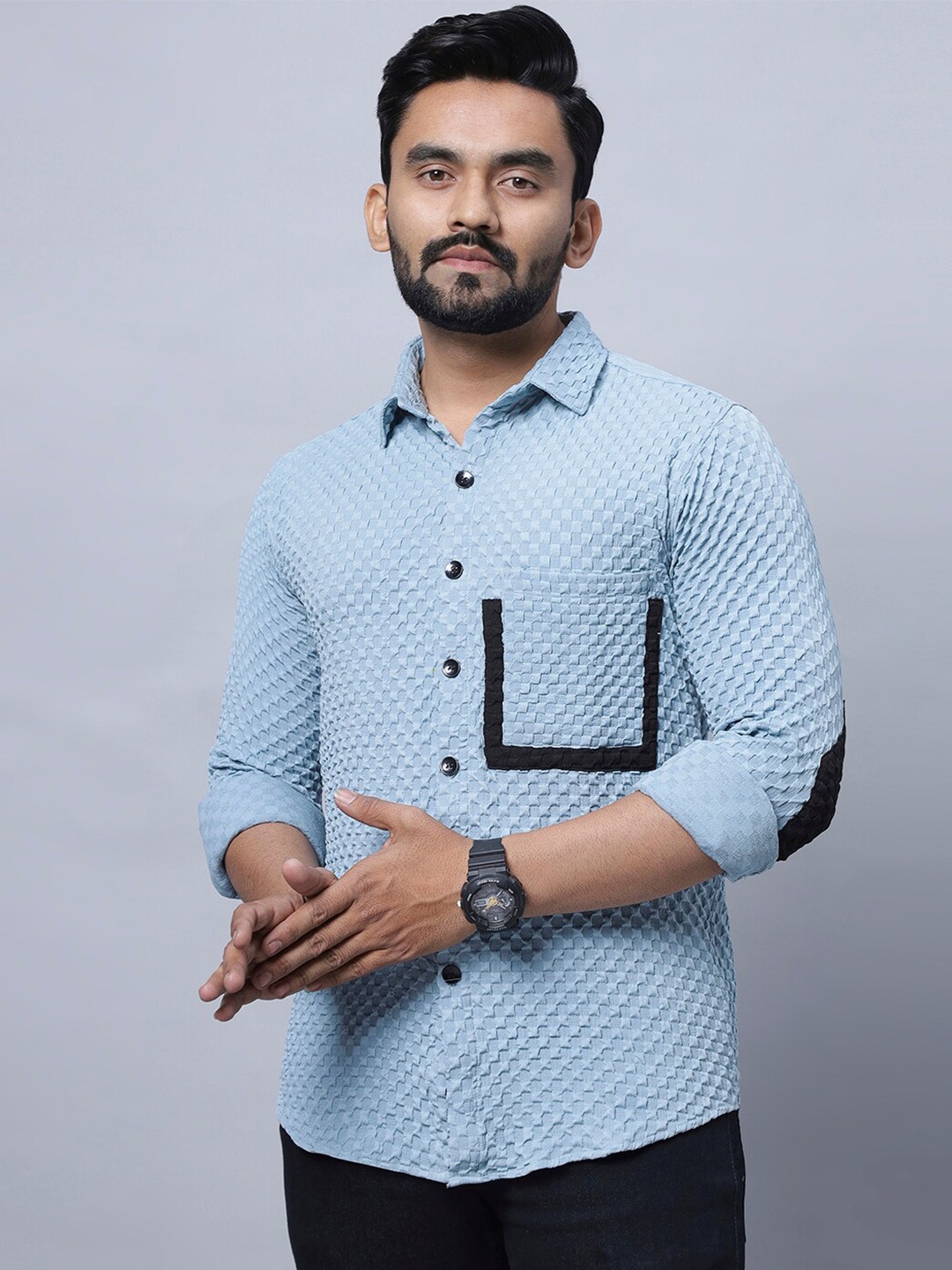 N AND J Spread Collar Long Sleeves Checked Self Design Relaxed Regular Fit Casual Shirt, Teal
N AND J Spread Collar Long Sleeves Checked Self Design Relaxed Regular Fit Casual Shirt, Teal