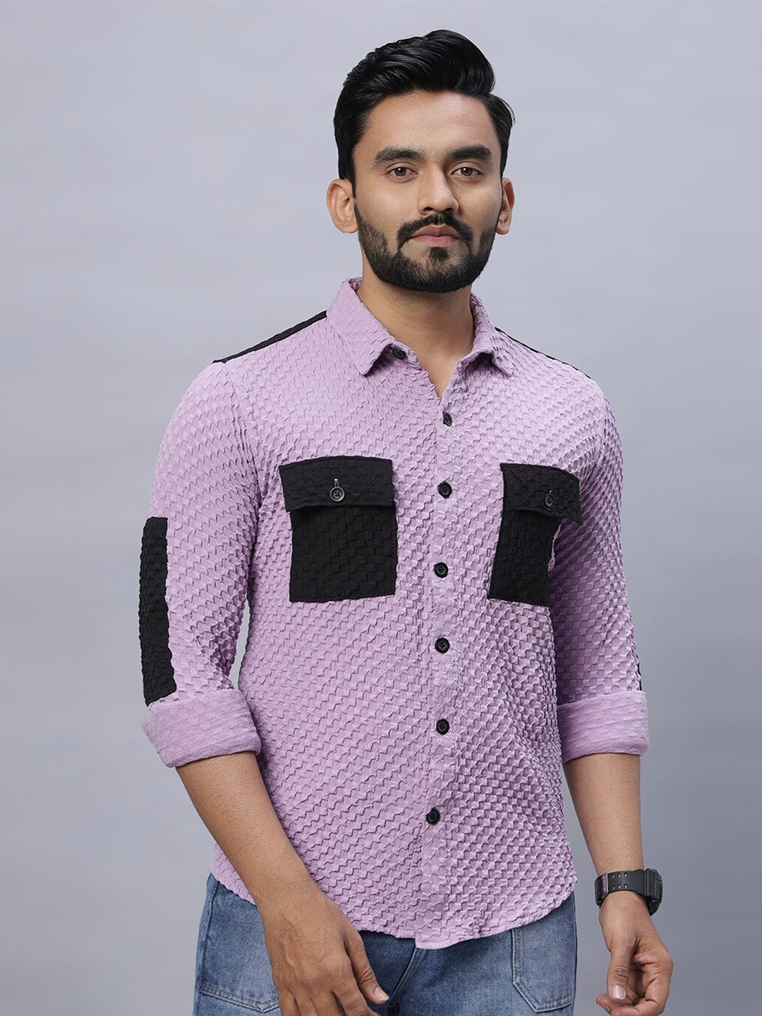 N AND J Spread Collar Long Sleeves Relaxed Self Design Checked Regular Fit Casual Shirt, Lavender
N AND J Spread Collar Long Sleeves Relaxed Self Design Checked Regular Fit Casual Shirt, Lavender