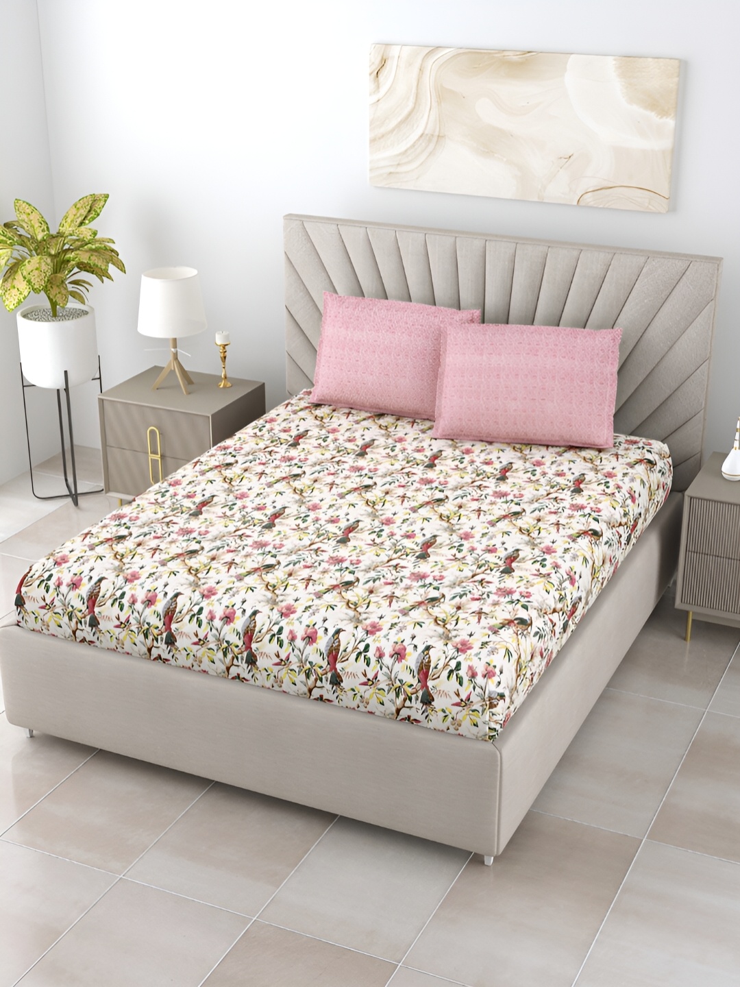 Salona Bichona Green & White Floral Printed 152 TC King Bedsheet With 2 Pillow Covers
Salona Bichona Green & White Floral Printed 152 TC King Bedsheet With 2 Pillow Covers