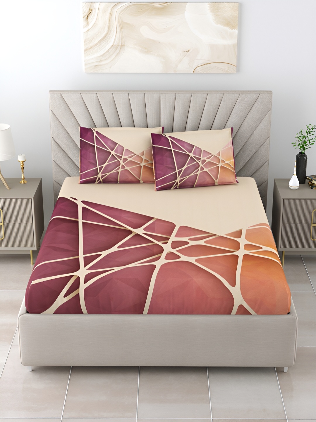 Salona Bichona Peach & Beige Printed Cotton 300 TC King Bedsheet With 2 Pillow Covers
Salona Bichona Peach & Beige Printed Cotton 300 TC King Bedsheet With 2 Pillow Covers