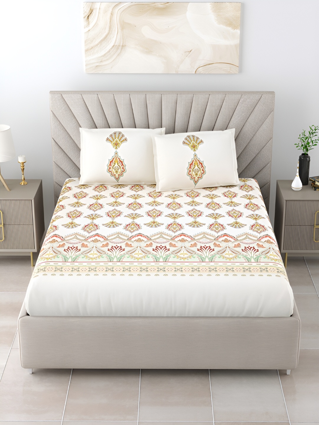 Salona Bichona Green Floral Printed Cotton 300 TC King Bedsheet With 2 Pillow Covers
Salona Bichona Green Floral Printed Cotton 300 TC King Bedsheet With 2 Pillow Covers