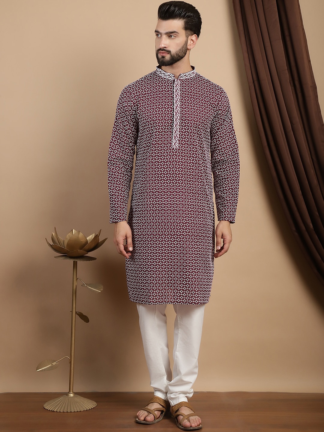 Anouk Embroidered Thread Work Cotton Mandarin Collar Straight Kurta with Churidar, Purple
Anouk Embroidered Thread Work Cotton Mandarin Collar Straight Kurta with Churidar, Purple