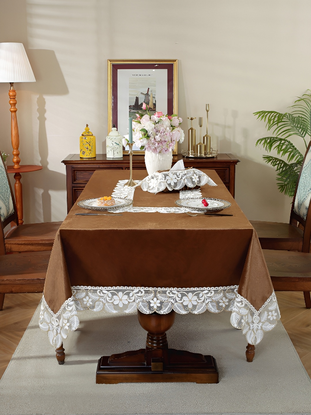 MONKDECOR Brown Floral Anti-Skid 2-Seater Velvet Table Cover with Embroidered details
MONKDECOR Brown Floral Anti-Skid 2-Seater Velvet Table Cover with Embroidered details