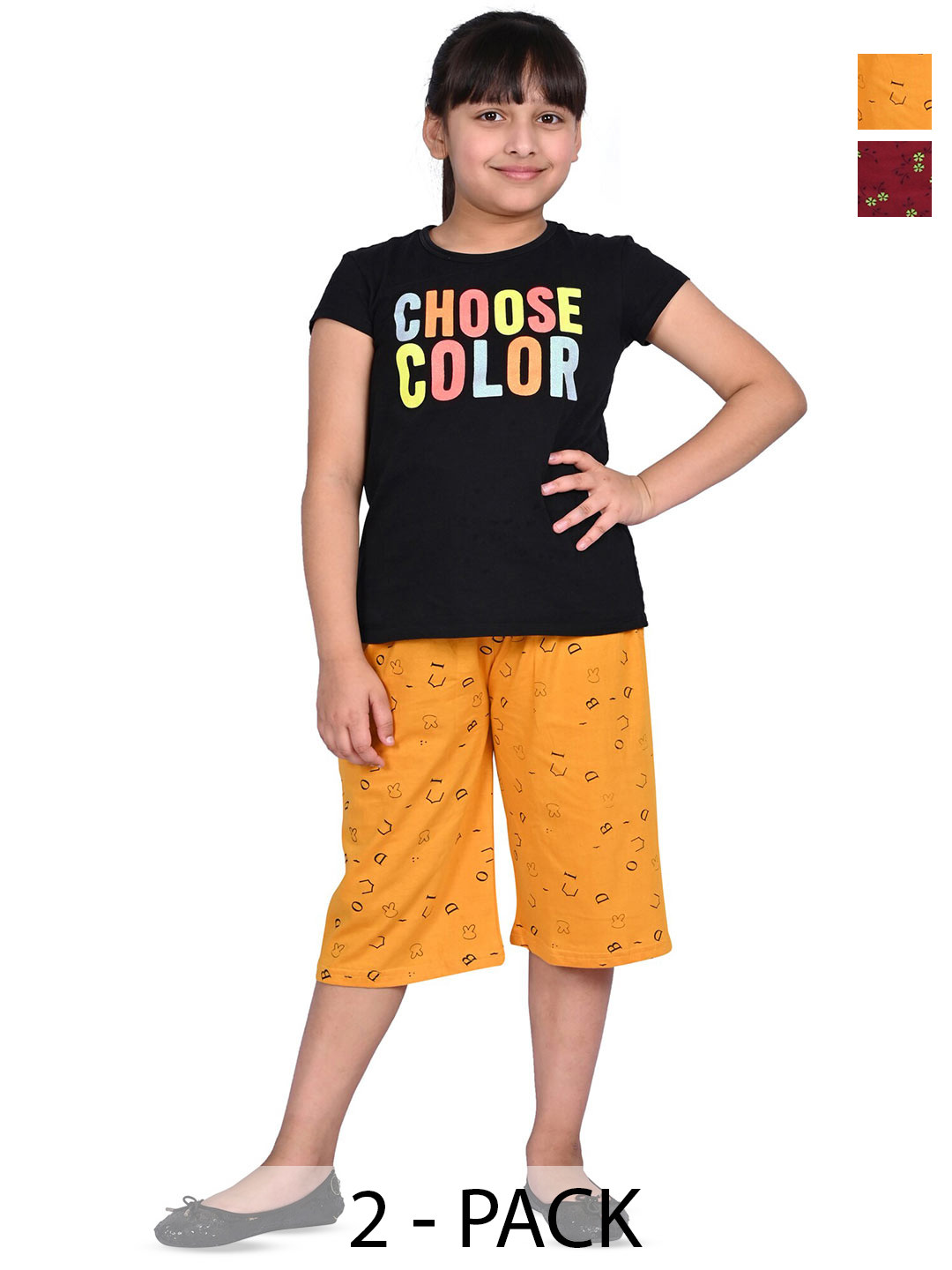 BAESD Girls Pack Of 2 Printed Capris, Maroon 
BAESD Girls Pack Of 2 Printed Capris, Maroon