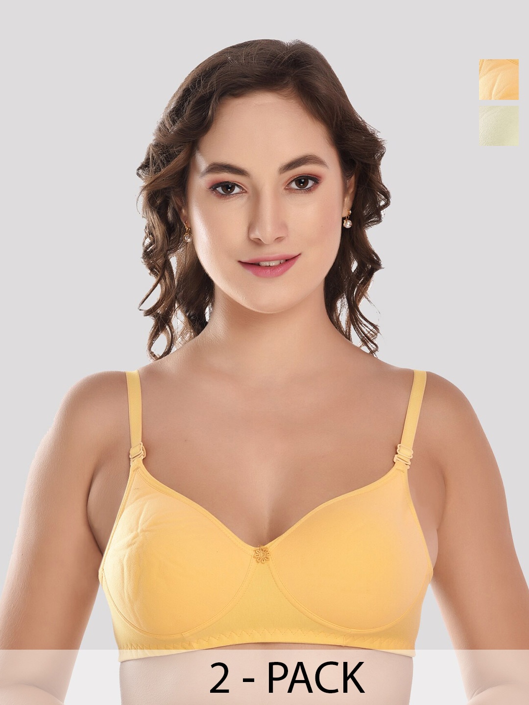 ACCEZORY Pack Of 2 Full Coverage Lightly Padded T-Shirt Bra With All Day Comfort, Yellow
ACCEZORY Pack Of 2 Full Coverage Lightly Padded T-Shirt Bra With All Day Comfort, Yellow