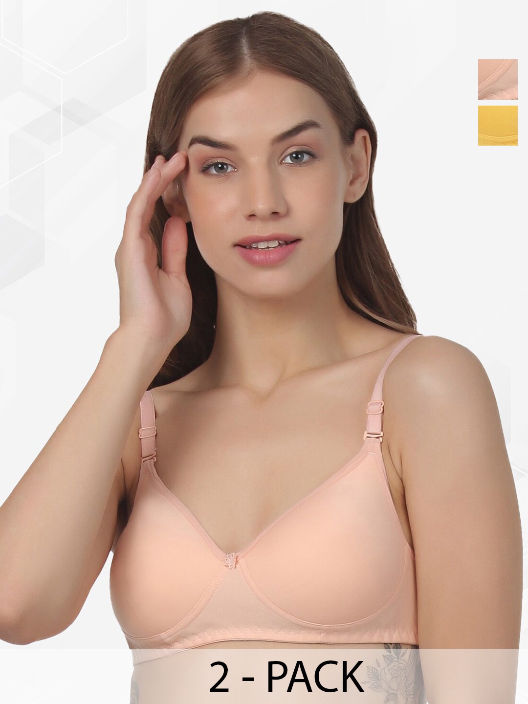 ACCEZORY Pack Of 2 Full Coverage Lightly Padded Seamless T-Shirt Bra With All Day Comfort, Yellow
ACCEZORY Pack Of 2 Full Coverage Lightly Padded Seamless T-Shirt Bra With All Day Comfort, Yellow