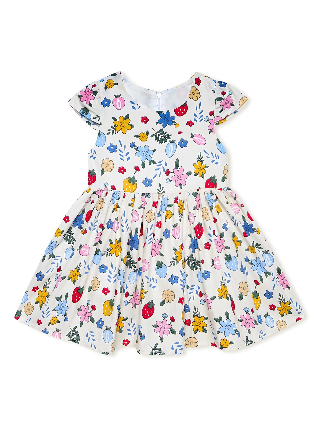 BAESD Girls Conversational Printed Cap Sleeves Cotton Flared Fit & Flare Dress, White
BAESD Girls Conversational Printed Cap Sleeves Cotton Flared Fit & Flare Dress, White