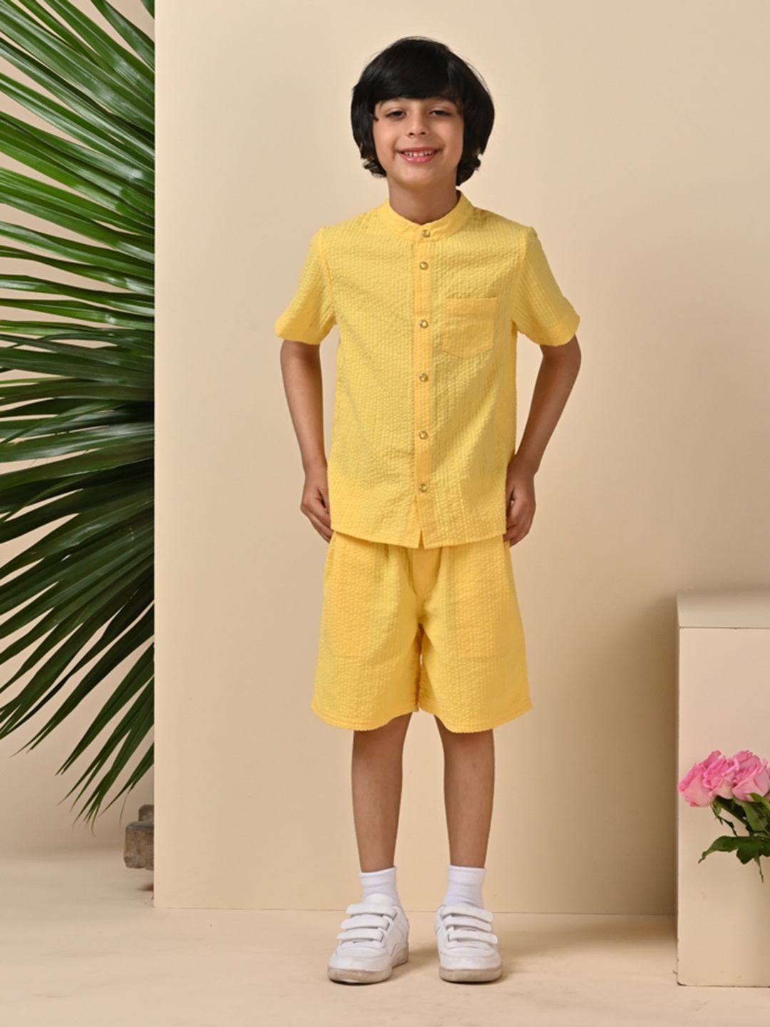 The Tribe Kids Boys Band Collar Short Sleeves Cotton Straight Fit Casual Shirt, Yellow
The Tribe Kids Boys Band Collar Short Sleeves Cotton Straight Fit Casual Shirt, Yellow