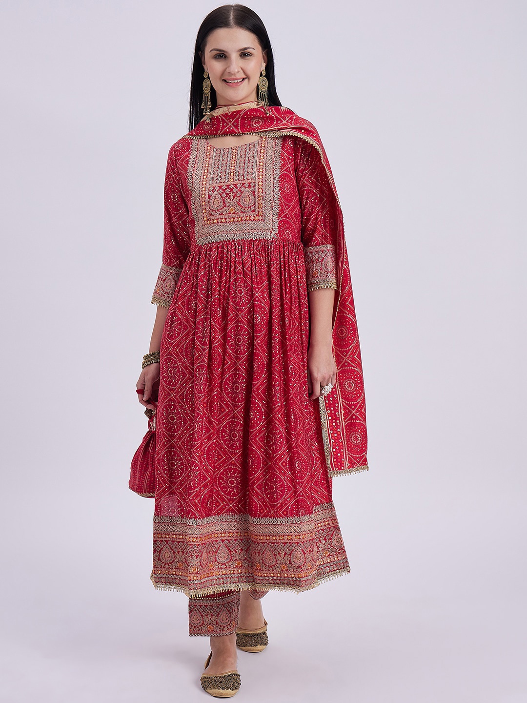 Knitstudio Bandhani Embroidered Regular Mukaish Kurti with Trousers & With Dupatta, Magenta
Knitstudio Bandhani Embroidered Regular Mukaish Kurti with Trousers & With Dupatta, Magenta
