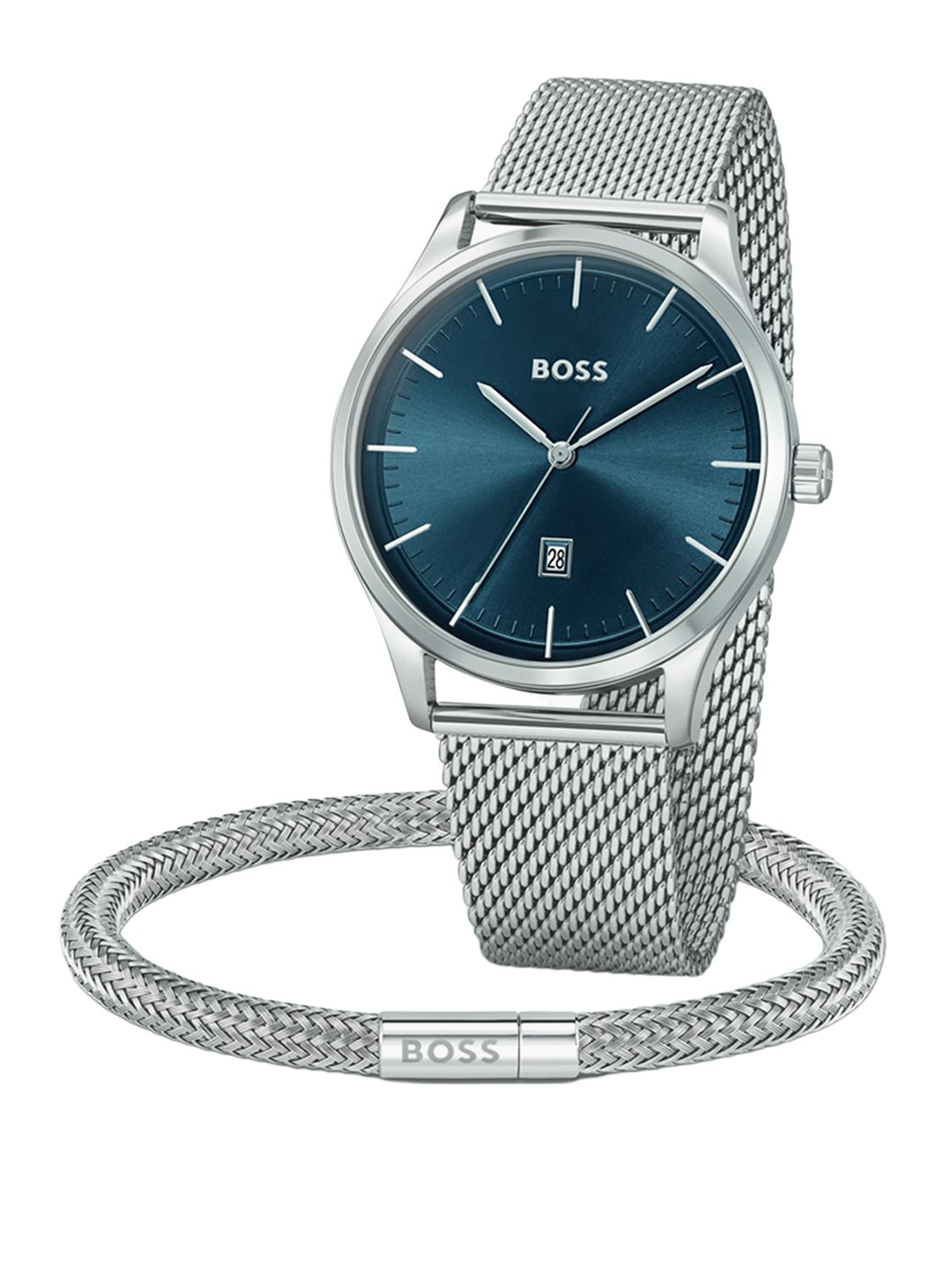 BOSS Men Brass Reason Printed Dial & Stainless Steel Straps Analogue Watch 1570160, Blue
BOSS Men Brass Reason Printed Dial & Stainless Steel Straps Analogue Watch 1570160, Blue
