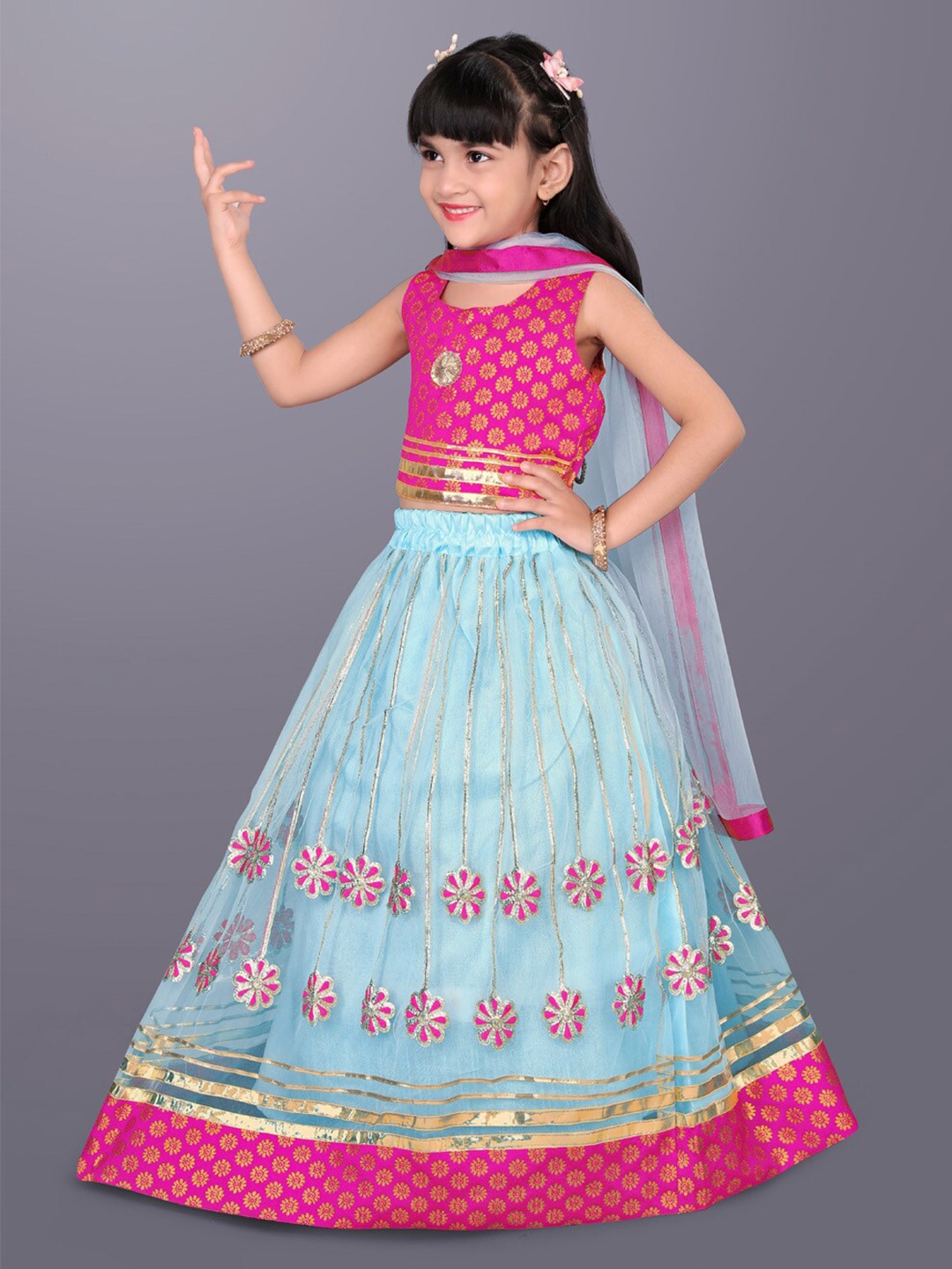BAESD Girls Embroidered Gotta Patti Ready to Wear Lehenga & Blouse With Dupatta, Blue
BAESD Girls Embroidered Gotta Patti Ready to Wear Lehenga & Blouse With Dupatta, Blue