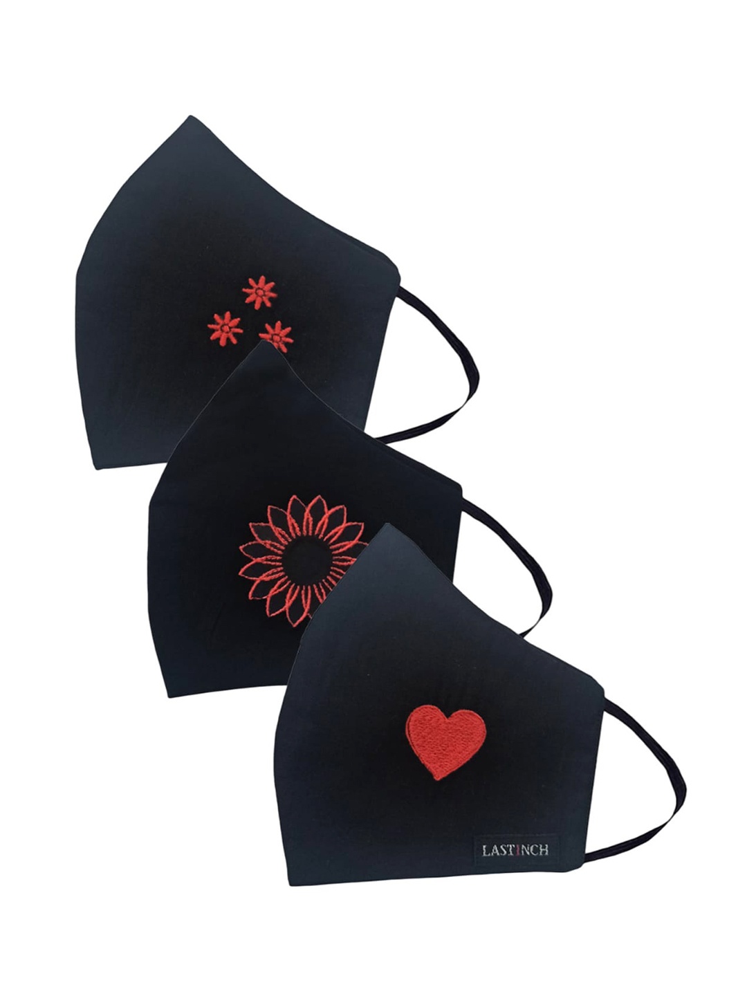 LastInch Pack Of 3 Fresh Love Embroidered 2-Ply Washable Organic Cotton Outdoor Masks, Black
LastInch Pack Of 3 Fresh Love Embroidered 2-Ply Washable Organic Cotton Outdoor Masks, Black