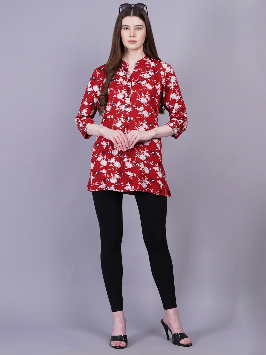 HIGHLIGHT FASHION EXPORT Floral Print Mandarin Collar Longline Shirt Style Top, Maroon
HIGHLIGHT FASHION EXPORT Floral Print Mandarin Collar Longline Shirt Style Top, Maroon