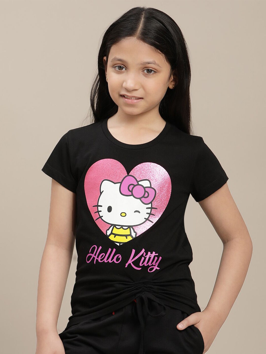 Kids Ville Girls Hello Kitty Printed Round Neck Short Sleeves Pure Cotton Tshirt, Black
Kids Ville Girls Hello Kitty Printed Round Neck Short Sleeves Pure Cotton Tshirt, Black