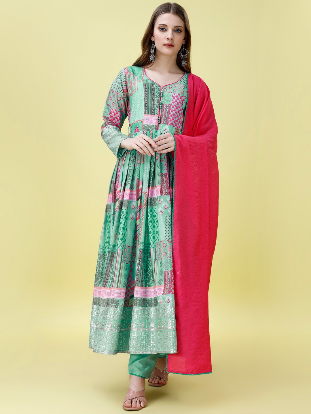 KALINI Ethnic Motifs Printed Empire Kurta with Trousers & With Dupatta, Turquoise blue
KALINI Ethnic Motifs Printed Empire Kurta with Trousers & With Dupatta, Turquoise blue
