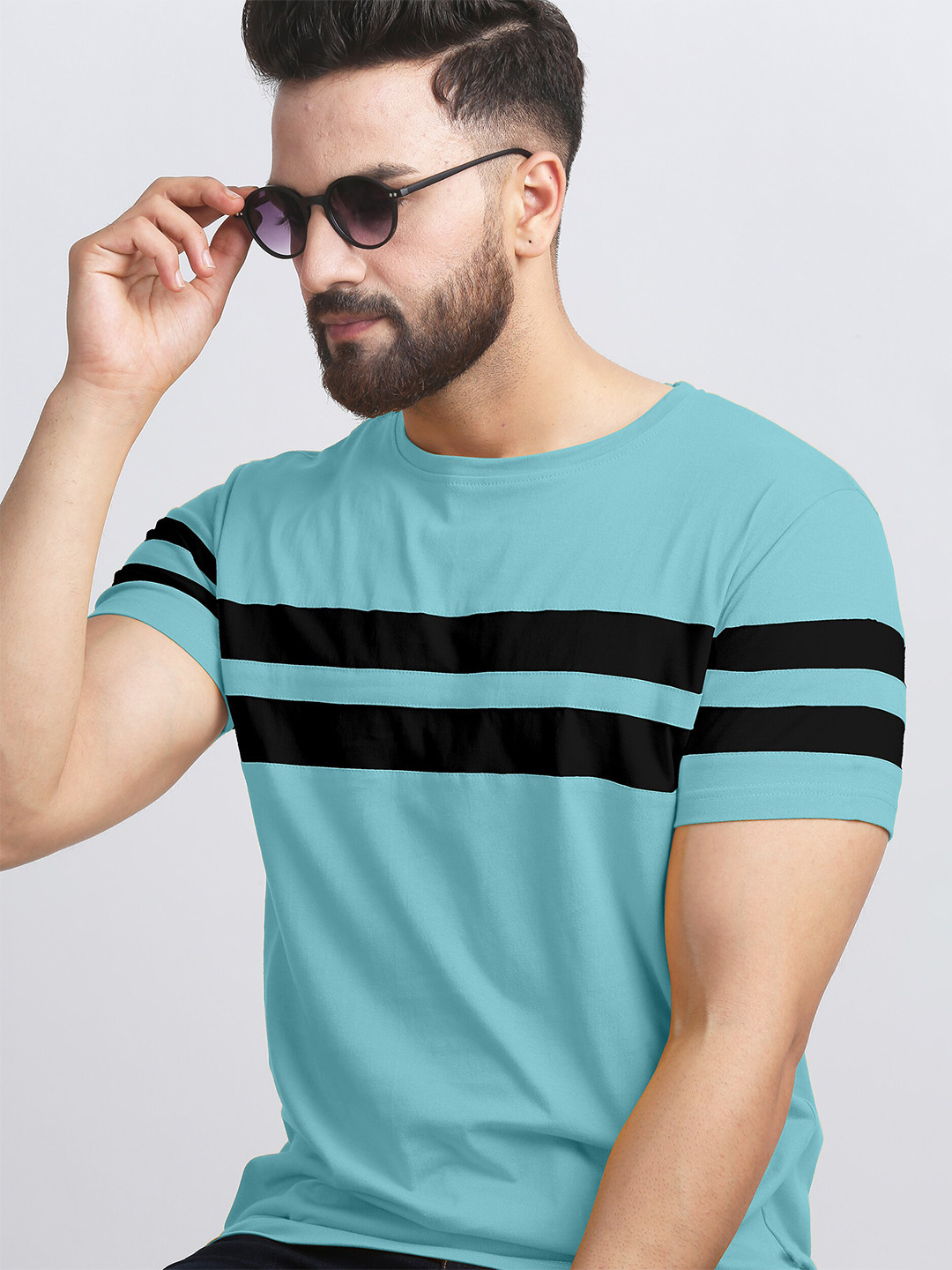 AUSK Striped Round Neck Half Sleeves T-shirt, Turquoise blue
AUSK Striped Round Neck Half Sleeves T-shirt, Turquoise blue