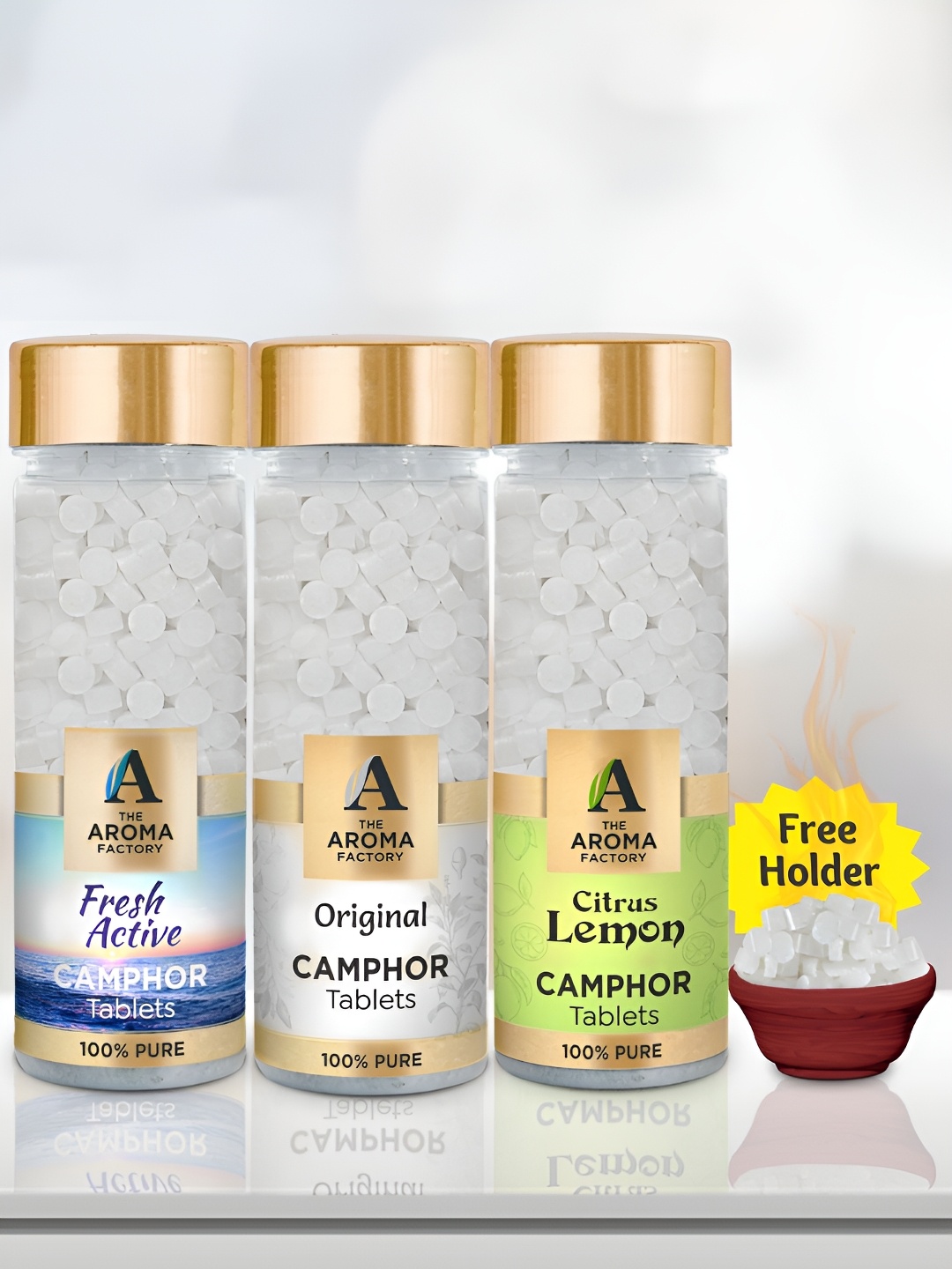 The Aroma Factory 3-pcs White Fresh Active, Original & Citrus Lemon Pooja Camphor Tablets
The Aroma Factory 3-pcs White Fresh Active, Original & Citrus Lemon Pooja Camphor Tablets