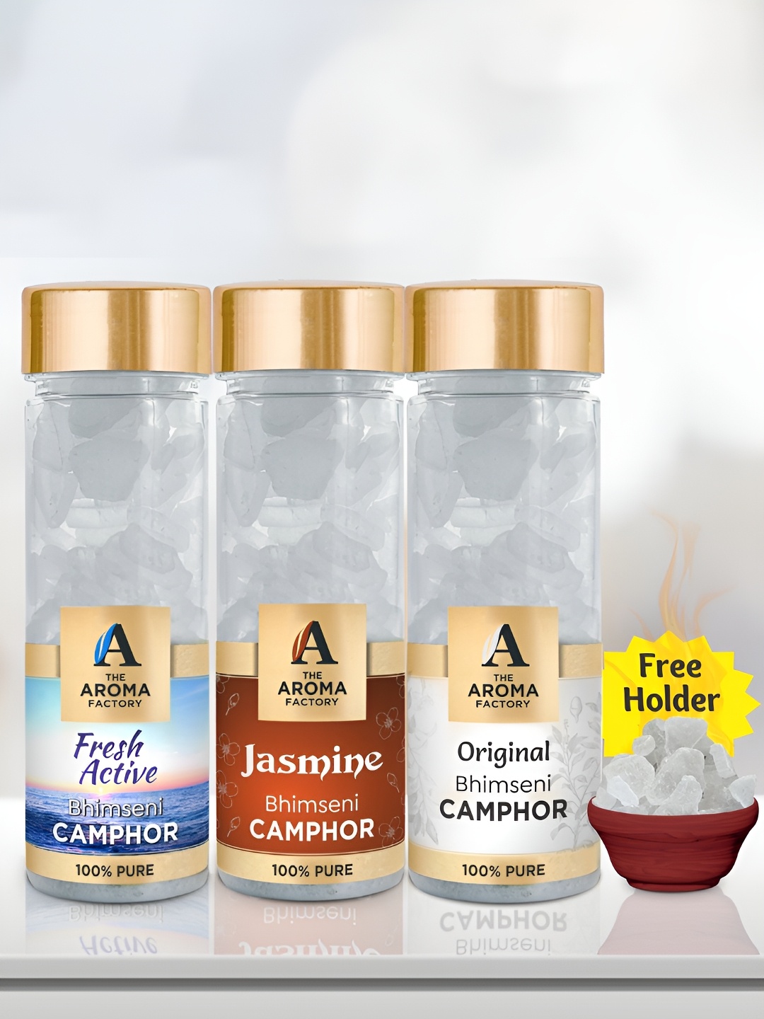 The Aroma Factory 3-pcs White Fresh Active Jasmine & Original Bhimseni Pooja Camphor
The Aroma Factory 3-pcs White Fresh Active Jasmine & Original Bhimseni Pooja Camphor