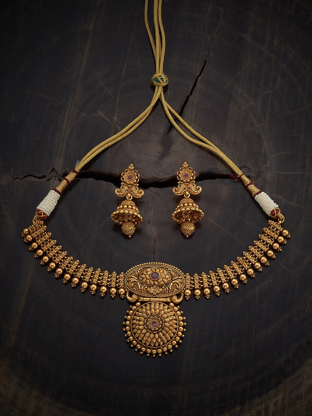 Kushal's Fashion Jewellery Gold plated & Stone Studded Necklace & Earrings, Red
Kushal's Fashion Jewellery Gold plated & Stone Studded Necklace & Earrings, Red