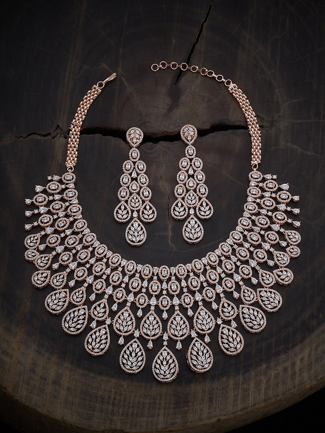 Kushal's Fashion Jewellery Rose Gold Plated Cubic Zirconia Studded Jewellery Set
Kushal's Fashion Jewellery Rose Gold Plated Cubic Zirconia Studded Jewellery Set