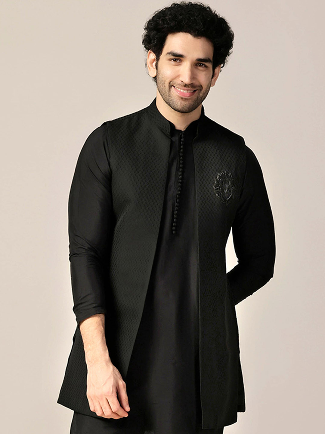 KISAH Printed Longline Nehru Jacket, Black
KISAH Printed Longline Nehru Jacket, Black