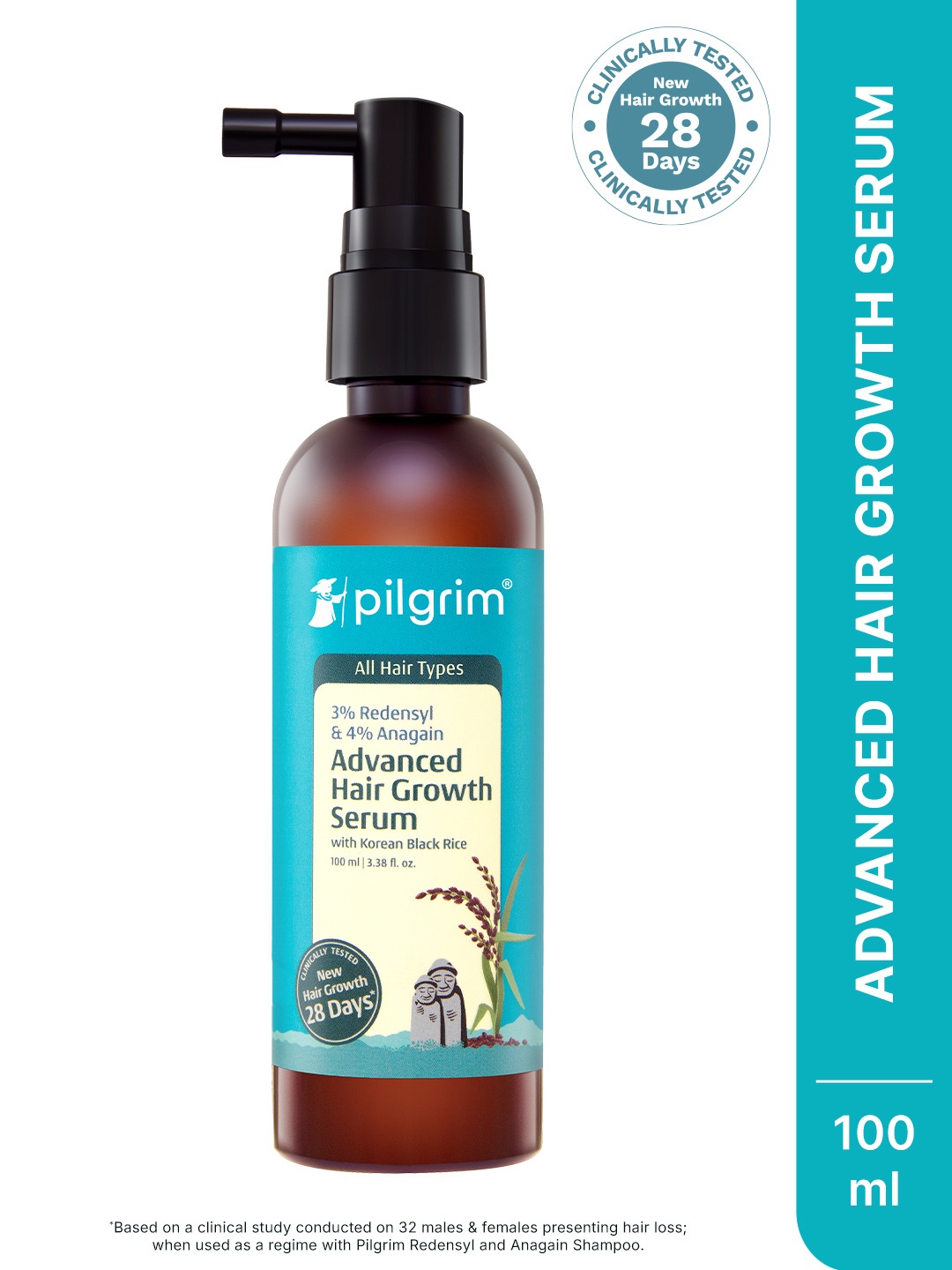 Pilgrim Advanced Hair Growth Serum with Redensyl & Anagain for Hair Fall Control - 100 ml, Teal
Pilgrim Advanced Hair Growth Serum with Redensyl & Anagain for Hair Fall Control - 100 ml, Teal