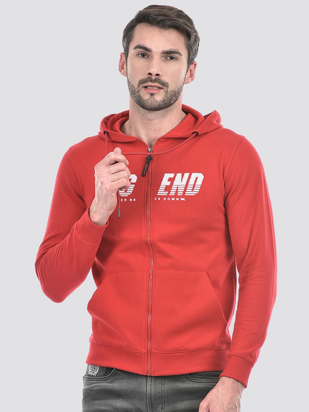 Lawman pg3 Typography Printed Hooded Long Sleeves Zip Detail Front Open Sweatshirt, Red
Lawman pg3 Typography Printed Hooded Long Sleeves Zip Detail Front Open Sweatshirt, Red