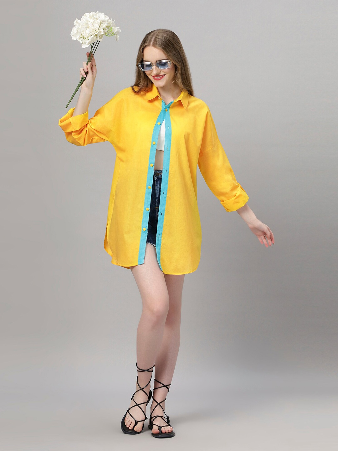 Ashtag Relaxed Cotton Spread Collar Long Sleeves Oversized Semi Sheer Casual Shirt, Yellow
Ashtag Relaxed Cotton Spread Collar Long Sleeves Oversized Semi Sheer Casual Shirt, Yellow