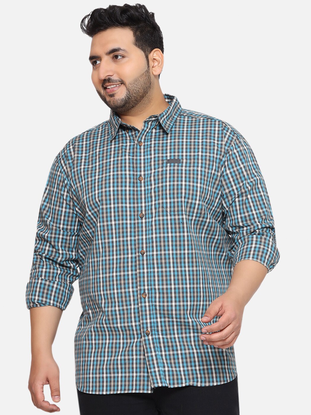 Santonio Plus Size Classic Checked Spread Collar Long Sleeves Cotton Casual Shirt, Blue
Santonio Plus Size Classic Checked Spread Collar Long Sleeves Cotton Casual Shirt, Blue