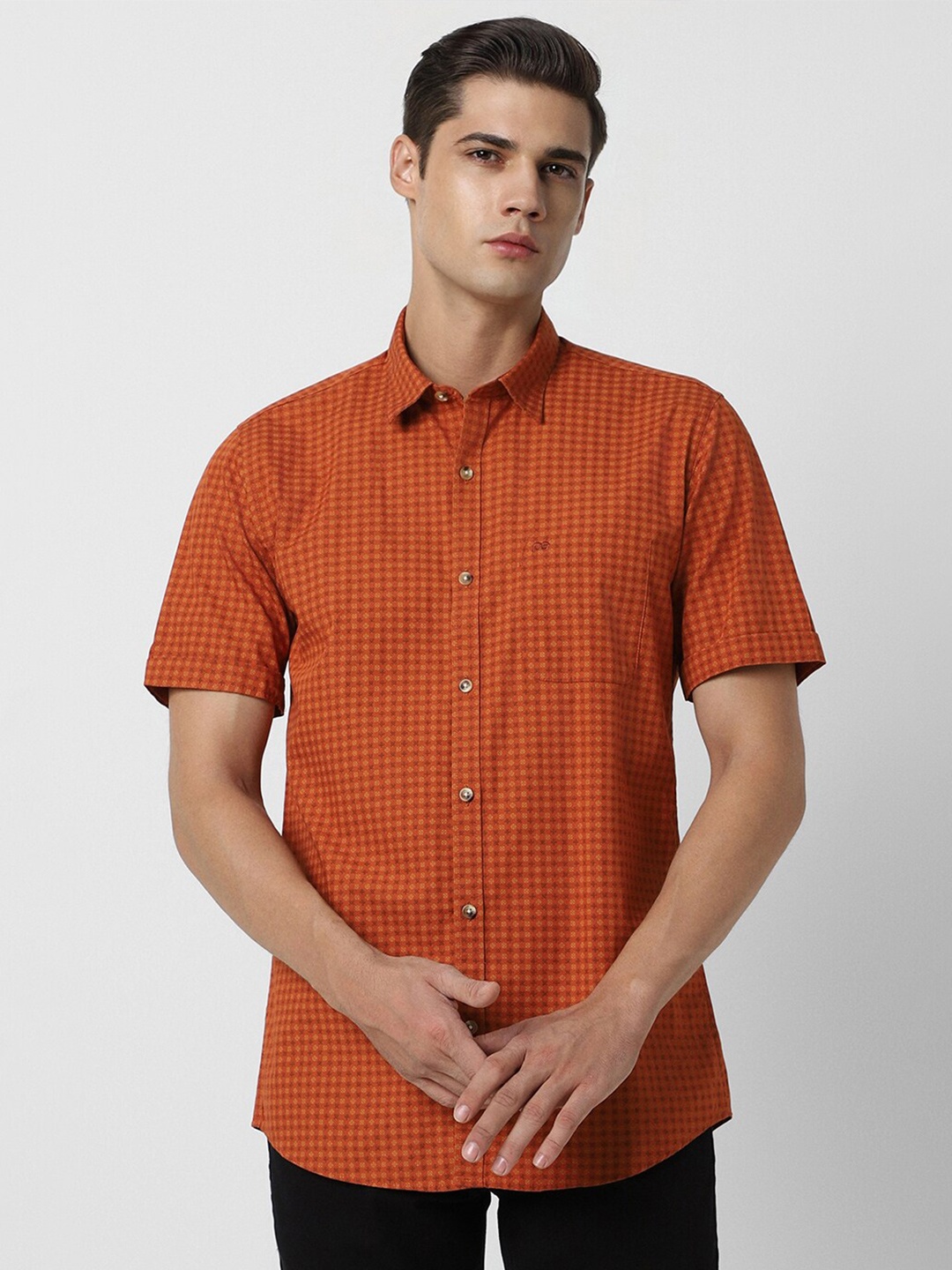 Peter England Casuals Slim Fit Checked Spread Collar Short Sleeves Casual Shirt, Orange
Peter England Casuals Slim Fit Checked Spread Collar Short Sleeves Casual Shirt, Orange