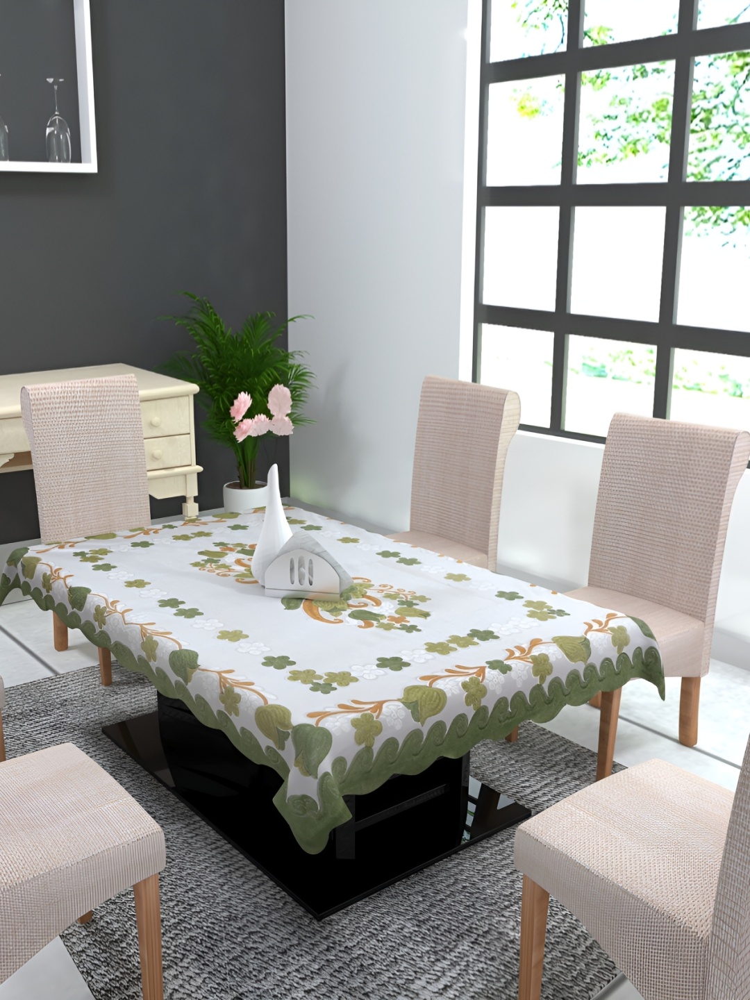 TANLOOMS Green Floral Cotton Rectangular 6-Seater Table Cover With Embroidered details
TANLOOMS Green Floral Cotton Rectangular 6-Seater Table Cover With Embroidered details