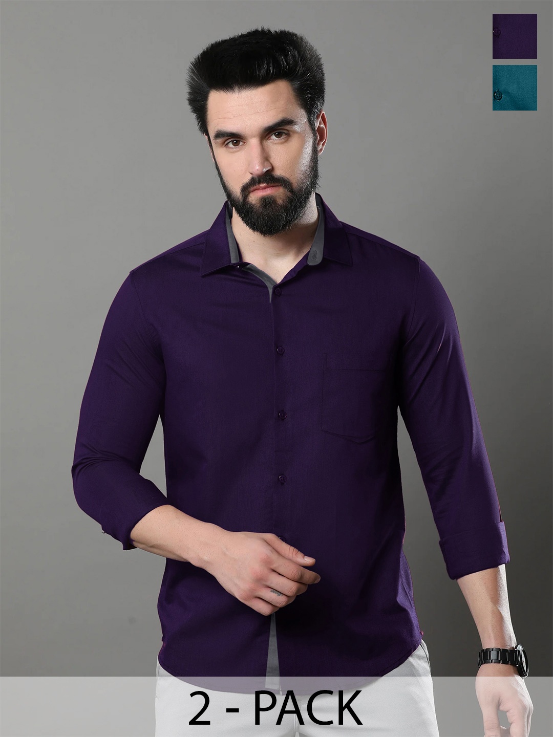 Ethnic basket Pack Of 2 Standard Spread Collar Long Sleeves Cotton Casual Shirts, Blue
Ethnic basket Pack Of 2 Standard Spread Collar Long Sleeves Cotton Casual Shirts, Blue