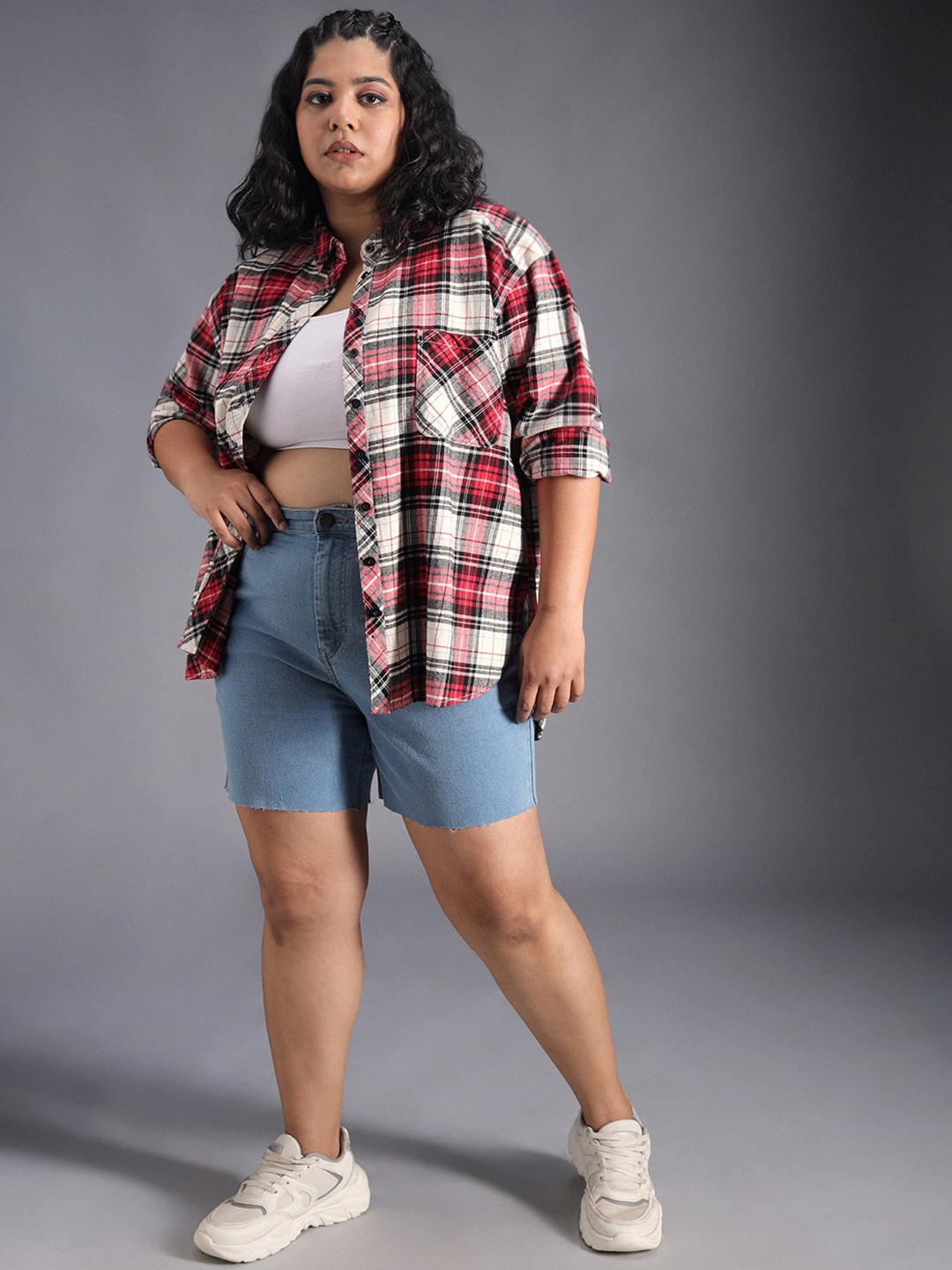 Freeform by High Star Classic Checked Spread Collar Curved Cotton Oversized Casual Shirt, White
Freeform by High Star Classic Checked Spread Collar Curved Cotton Oversized Casual Shirt, White