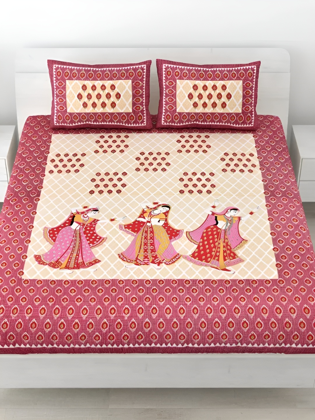 LIVING ROOTS Double Queen Size Jaipur Block Print Cotton Double Bedsheet & 2 Pillow Covers, Pink
LIVING ROOTS Double Queen Size Jaipur Block Print Cotton Double Bedsheet & 2 Pillow Covers, Pink
