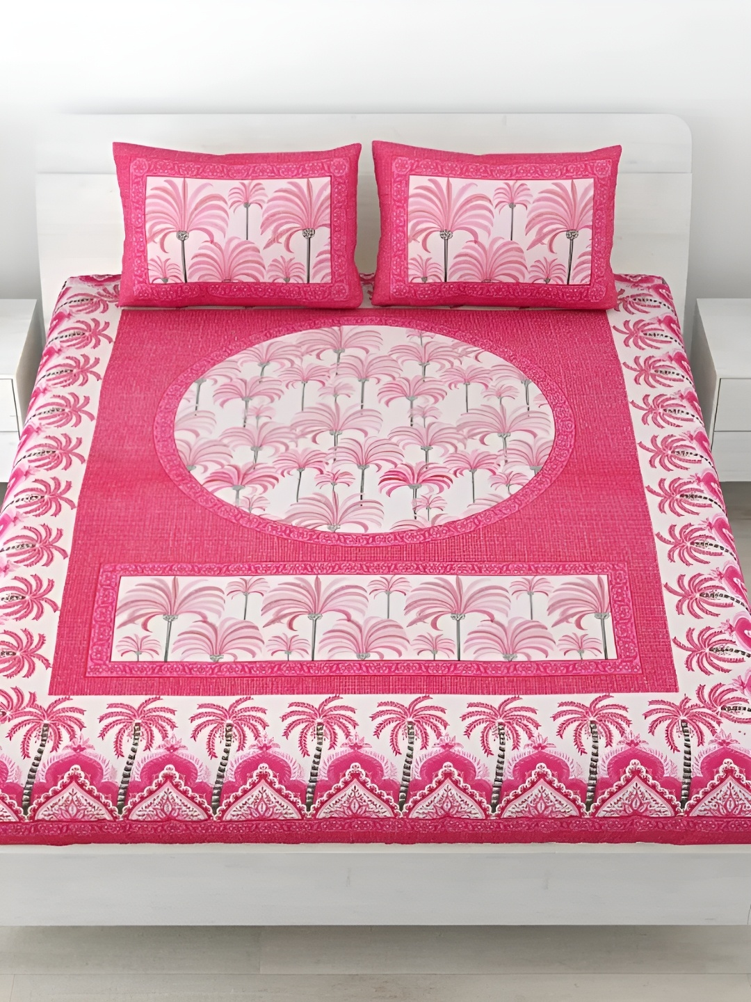LIVING ROOTS Double Queen Size Jaipur Block Print Cotton Double Bedsheet & 2 Pillow Covers, Pink
LIVING ROOTS Double Queen Size Jaipur Block Print Cotton Double Bedsheet & 2 Pillow Covers, Pink