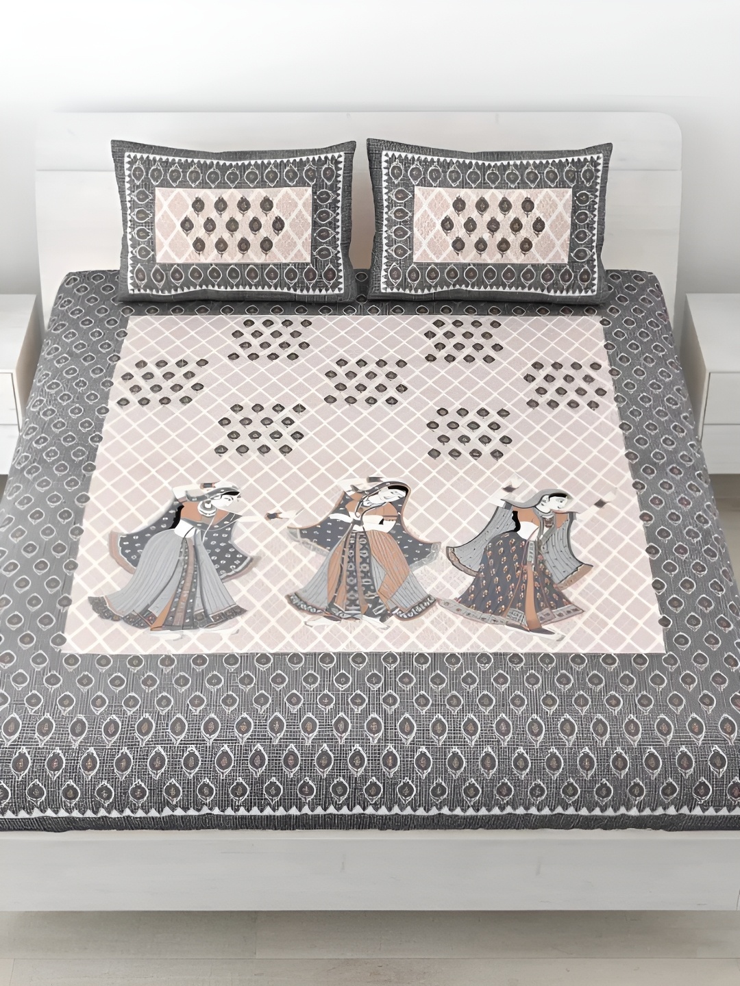 LIVING ROOTS Double Queen Size Jaipur Block Print Cotton Double Bedsheet & 2 Pillow Covers, Grey
LIVING ROOTS Double Queen Size Jaipur Block Print Cotton Double Bedsheet & 2 Pillow Covers, Grey