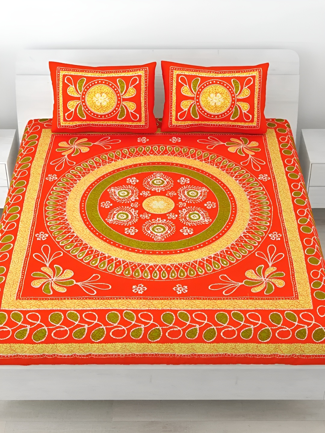 LIVING ROOTS Double Queen Size Jaipur Block Print Cotton Double Bedsheet & 2 Pillow Covers, Orange
LIVING ROOTS Double Queen Size Jaipur Block Print Cotton Double Bedsheet & 2 Pillow Covers, Orange