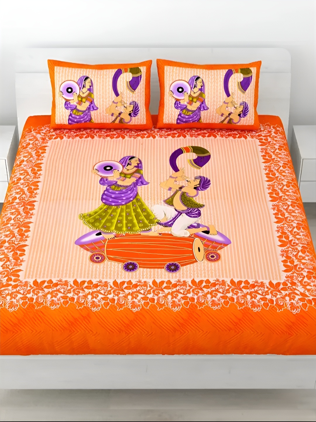 LIVING ROOTS Double Queen Size Jaipur Block Print Cotton Double Bedsheet & 2 Pillow Covers, Orange
LIVING ROOTS Double Queen Size Jaipur Block Print Cotton Double Bedsheet & 2 Pillow Covers, Orange